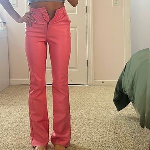 Pink faux leather pants